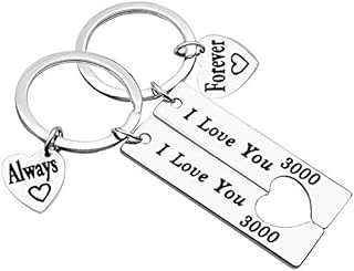 Fathers Day Keyring I Love You 3000 Keychain, Stainless Steel Key Ring Anniversary Birthday Gift for Dad Husband Boyfriend Mother Girlfriend Comic Movie Inspired Gift2 Pack