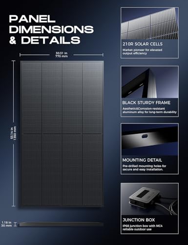Image of 430 Watt Solar Panels, 2PCS 215W Solar Panel N-Type for 12V /24V System with Anti-Shade Technology, 210R Cells, Tempered Glass,MC4 Connectors for RV, Camper Van, Boat, Cabin, Off-Grid Use