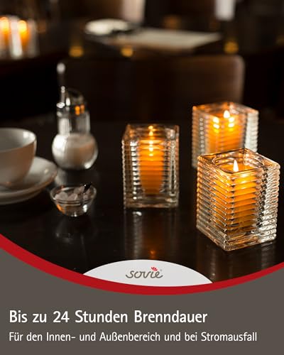 Refill Kerzen Gelb 24 Stück - Kerze in Kunststoff-Hülle - ca. 24 Stunden Brenndauer - Kerzen Deko Innen & Außen - Schützt Glas & Dekoration – Bild 4