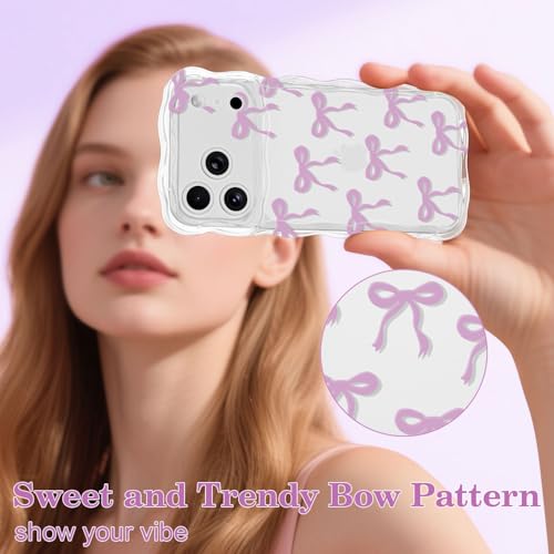 Coque iPhone 17 Pro Max violette transparente en silicone TPU souple ondulé