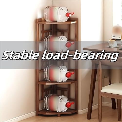 Mid Century Modern Bamboo Corner Shelf - L-Shaped Open Bookcase for Living Room, Floor Standing, Sturdy Construction, Stylish Small Space Storage (100 cm)