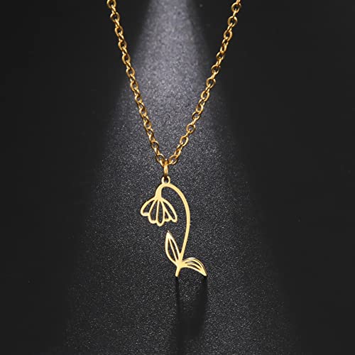Kkjoy Birth Month Flower Necklace Stainless Steel 12 Month Birthday Flower Pendant Necklace Best Friend Necklace Jewellery Gifts For Women Girls #TOP1