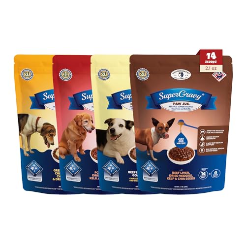 Image of CLEAR CONSCIENCE PET SuperGravy Four-Pack Dog Food Topper & Bone Broth Mix | 4 Flavor Variety Bundle | Just Add Water Gravy | Probiotic Support | Grain-Free | 56 Servings