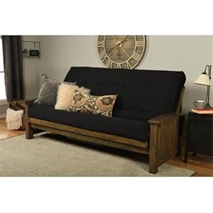 Kodiak furniture washington queen size futon frame and mattress set wood futon frame with mattress included in suede black color  urban country home decor