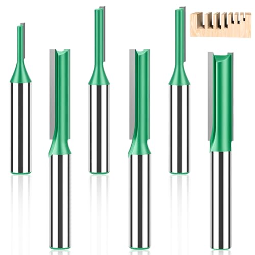 6-tlg Fräser für Oberfräse, 8mm Schaft Nutfräser, Fräsfräser für Holzbearbeitung, Fräser Schaft, Schaft Gerade Fräser Set,Schaft Nutfräser Ø3/4/5/6/7/8mm Hartmetall Fräser DIY Holzfräsen Zubehör