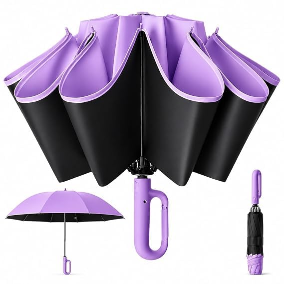 Image of Umbrella, Mini Folding Windproof & Compact UV Umbrella for Sun Protection Rain Windproof Strong Large 3 Fold for Women Handbags,3 Fold for Men Women, Stylish & Compact