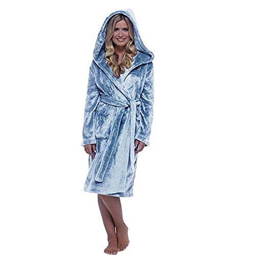 Vêtements de maison robe manches longues capuche bleu clair M