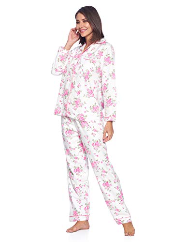 Casual Nights Women's Flannel Long Sleeve PJ's Button Down Sleepwear Pajama Set3