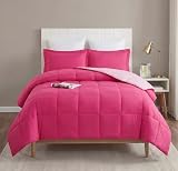 HIG 3pc Pink Twin/Twin XL Comforter Set - All Season Reversible Down Alternative Bedding Comforter - Quilted Duvet Insert with Corner Tabs - Box Stitched Blanket - Breathable, Soft, Fluffy
