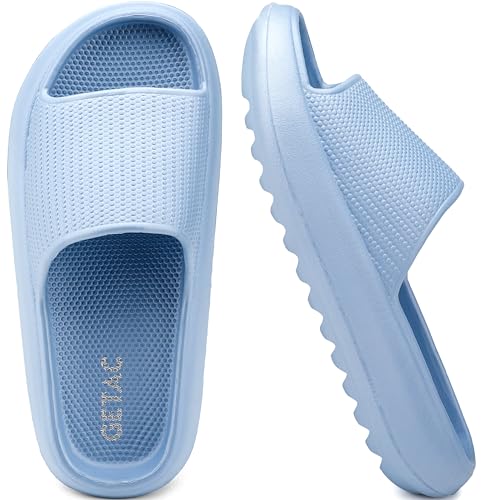 La mejor selección de Chanclas para Baño de esta semana. 41 GETAC Sandalias de Mujer Sandalias Hombre, PLATAFORMA 4 cm Chanclas mujer Unisex Suela Gruesa Impermeable EVA Cómodas. (Azul acero, Sistema tallas calzado JP, Adulto, Medición,...