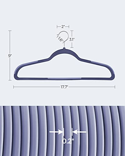 SONGMICS Clothes Hangers, Pack of 50 Plastic Coat Hangers, Space-Saving, Dark Blue Ash and Light Blue Ash UCRP050C05