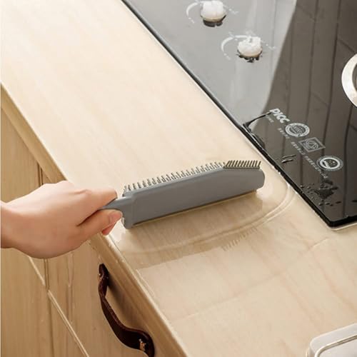 Image of Multifunctional Cleaning Brush 2 Pcs Silicone Cleaning Brush Small Crevice Brush Scraper Brush Cleaner Kitchen Sink Squeegee Bathroom Countertop Floor Window Mirror Bathtub (White)