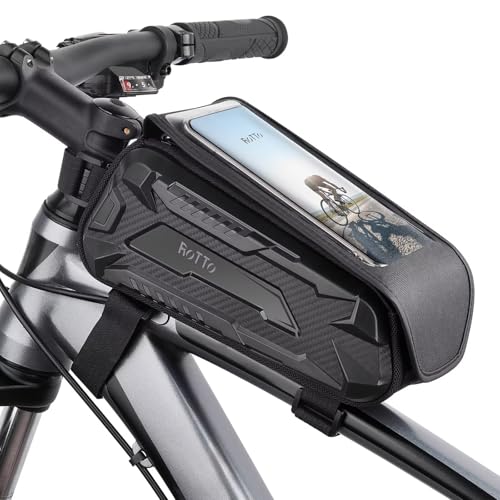 ROTTO Fahrrad Rahmentasche Handyhalterung Wasserdicht Fahrradtasche Rahmen Harte Schale Handytasche Oberrohrtasche mit empfindlichem Touchscreen für Smartphone bis zu 7 Zoll