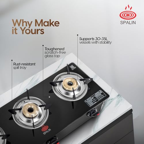 Image of 3 Burner Glass Top Gas Stove | Manual Ignition | Toughened Crystal Glass | High Efficiency Brass Burners | ISI Certified | Durable & Easy Clean Kitchen Gas Stove