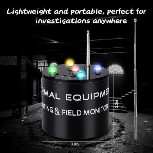 Ghost Hunting Equipment, Radiating Electromagnetic Field Detector with Temperature Deviation Detection, 5 Sensitivity Levels, Folding Antenna, Rem EMF Pod, Black - 3