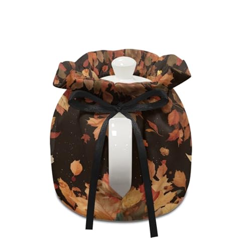 Image of Xoenoiee Cat Fall Leaf Tea Cozy Tea Cosy for Teapots Keep Warm Teapot Cover Insulated Kettle Cover for Home Kitchen Table Decor