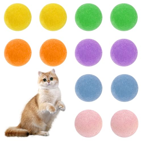 SynHHergyx 12 Stück Filzbälle für Katzen Interaktives Katzenspielzeug 3 cm Filzbälle Katzen Innen Spielen Katzenspielzeug Ball für Hauskatzen,...