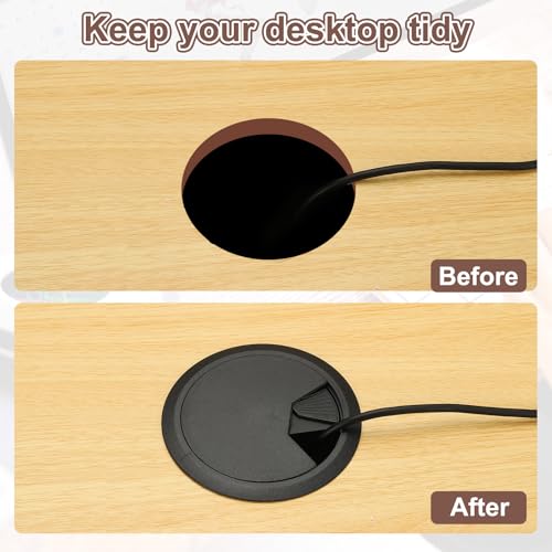 Passe-câbles de bureau noir 7,6 cm PATIKIL œillets pour table comptoir maison