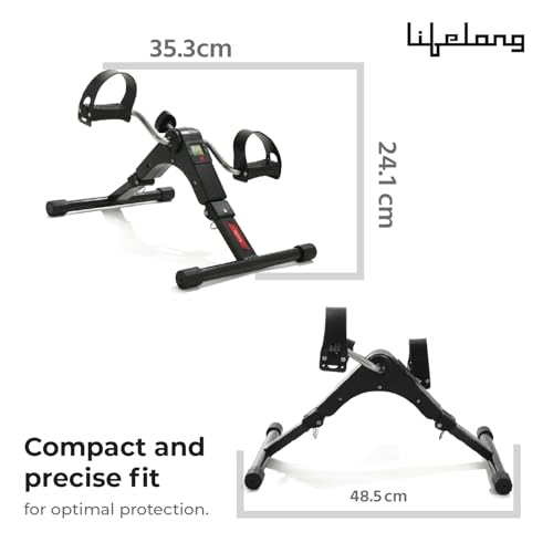 Image of Lifelong LLF63 Fit Pro Foot Pedal Exerciser Machine, Foldable Portable Foot, Hand, Arm, Leg Exercise Pedaling Machine - Black and Red
