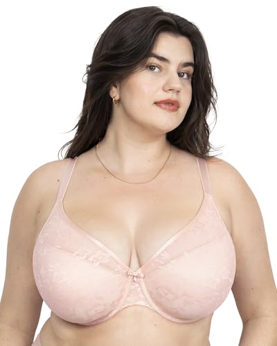 Curvy Couture Women's Lace Plunge T-Shirt Bra Blushing Rose