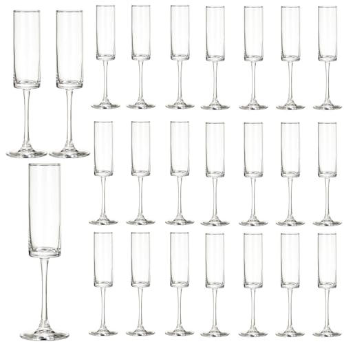 24 Pieces Clear Champagne Flutes 6 OZ Straight Sided Wine Glasses Champagne Long Stem Drinking Colored Glasses,Set of 24 Hand Blown Champagne Flutes Goblets for Wedding Cocktail Cups,Cava, Prosecco by Rkyhwowby - Used condition - US$74.98