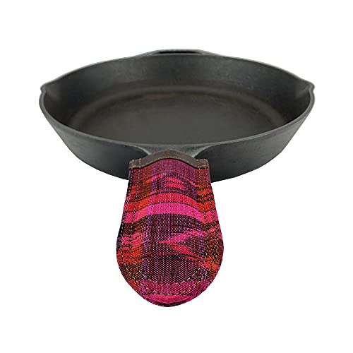 Leather & Tipico Cotton Hot Handle Holder (Cast Iron Panhandle Potholder) Suede Interior Cook & Bake 2-Pack Handmade By Hide & Drink :: Tropical Fuchsia #TOP4