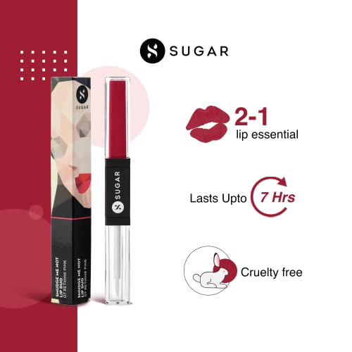 Image of SUGAR Cosmetics - Smudge Me Not - Lip Duo - 07 Rethink Pink (Fuchsia) - 3.5 ml - 2-in-1 Duo Liquid Lipstick with Matte Finish and Moisturizing Gloss