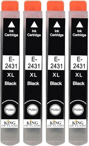 KING OF FLASH 24xl Compatible Ink Cartridges Replacement for Epson 24 XL for Epson Expression Photo XP-970 XP-55 XP-950 XP-860 XP-960 XP-750 XP-760 XP-850 Printer (Black)