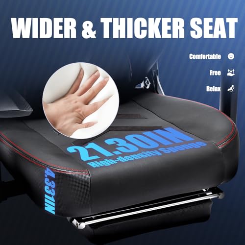 COLAMY Big and Tall Gaming Chair with Footrest 350lbs-Racing Style Computer Gamer PC Chair, Ergonomic High Back with Wide Seat, Reclining Back, 3D Armrest, Headrest and Lumbar Support, Retro Grey - Image 5