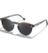 CARFIA Retro Polarized Sunglasses for Women UV Protection Acetate Classic Vintage Style Round Shades