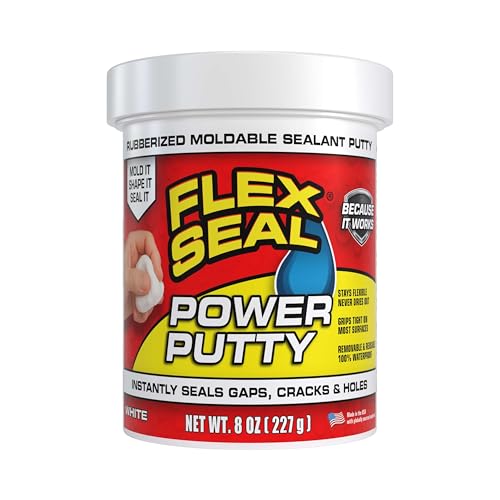 Flex Seal Power Putty Moldable Waterproof Rubberized Sealant Instantly Fills Gaps Cracks or Holes Removable Reusable Works Underwater Pipes Marine Auto RV Metal Plastic Wood White 8 oz