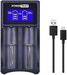 PowerTrust Intelligent Universal Battery Charger with LCD Display for 18650 26650 22650 18500 18350 17670 17500 16340 14500 10440 18490, Ni-MH/Ni-Cd A AA AAA Batteries