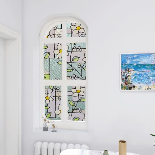 Película decorativa para ventana con flores de lirio miniatura 4