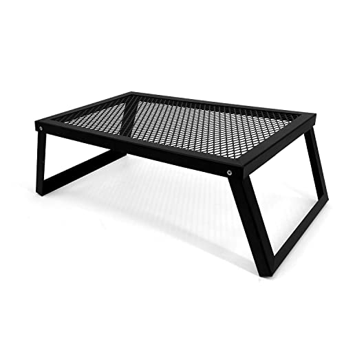 Gold Armour Folding Campfire Grill Grate Over Open Fire, Heavy Duty Camp Grill Portable Grill Camping Stove Cooking Equipment for Outdoor Cooking (Medium) 