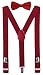 PZLE Mens Suspenders and Bow Tie Set Adjustable Elastic 47 Inches Burgundy