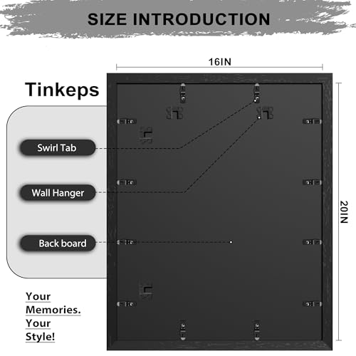 Image of 16x20 Frames as Poster Frames, 1.37-In Wide MDF Frame with Plexiglass, 16 x 20 Picture Frames for Wall, Black