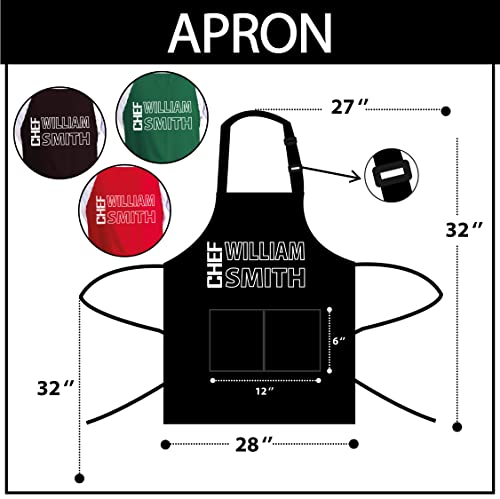 Customizable Chef Apron, Father Christmas Gift, Personalized Mens Gifts Ideas, Grilling Gifts For Men, Apron For Cooking Gift, Customizable Men And Women Chef Apron, Bbq Gifts For Men, Made In Usa #TOP6