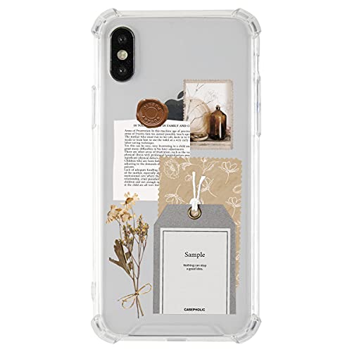 松平商会 CASEPHOLIC ギフトスクラップ iPhone X/Xs ドライフラワー ミニブーケ 包装紙 タグ 古書 ギフトラッピング TPUケース スマホカバー TPU Apple アップル おしゃれ 人気 かわいい オリジナル インスタ映え