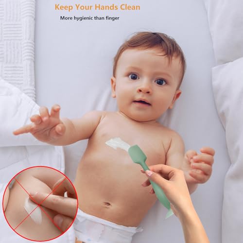 Baby Diaper Cream Spatula Applicator, 4 Pack Baby Butt Paste Spatula Diaper Cream Brush for Newborn Baby, 2 Large and 2 Mini Sizes (Green, gray)