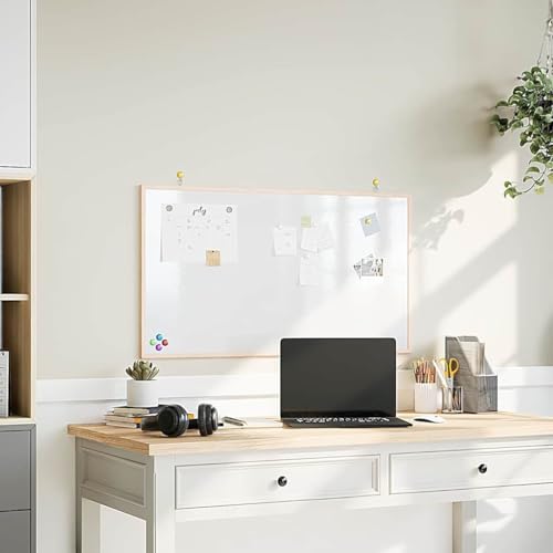 Lumanois Tableau Blanc magnétique avec Cadre en Bois de pin Massif 100 x 55 cm Matériel de présentation & d'affichage 100 x 55 cm,4017407