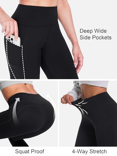 SEVEGO Women's 28"/31"/34"/36" Fleece Lined Yoga Leggings Thermal Winter High Waisted Workouts Pants with Pockets4