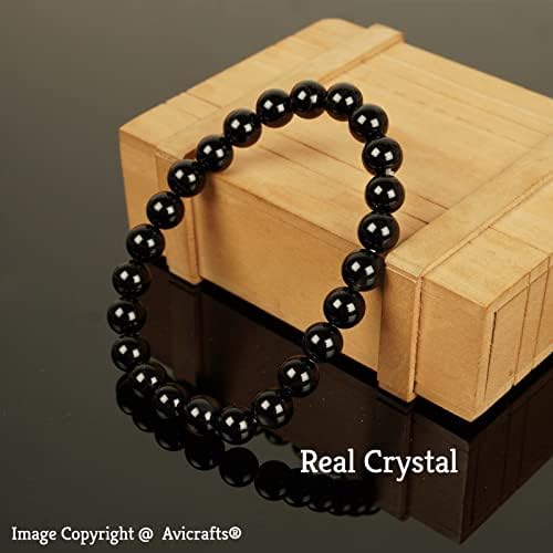 Black Tourmaline Bead Bracelet Chakra Energy Healing Protection Relieves Stress Anxiety Gift for Men & Women 8mm
