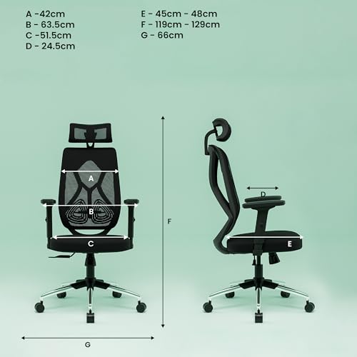 Image of Green Soul Zodiac Lite | Office Chair | Flybird Ergonomic Design | 1D Adjustable Armrests | Synchro Tilt Lock Mechanism | Adjustable Lumbar Support |Mesh Fabric | No Seat Slider | Black