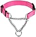 CollarDirect Martingale Dog Collar with Stainless Steel Chain and Quick Release Buckle - Reflective Collar for Large, Medium, Small Dogs - Pink, Medium (Neck Size 14