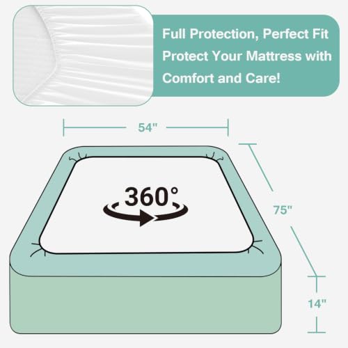 Full Size Mattress Protector Waterproof, 54"x75" Fits Up to 14"
