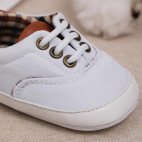 Morbido Infant Baby Boys Girls Canvas Sneaker Toddler Slip On Anti Skid Newborn First Walkers Candy Shoes for 0-18 Months White