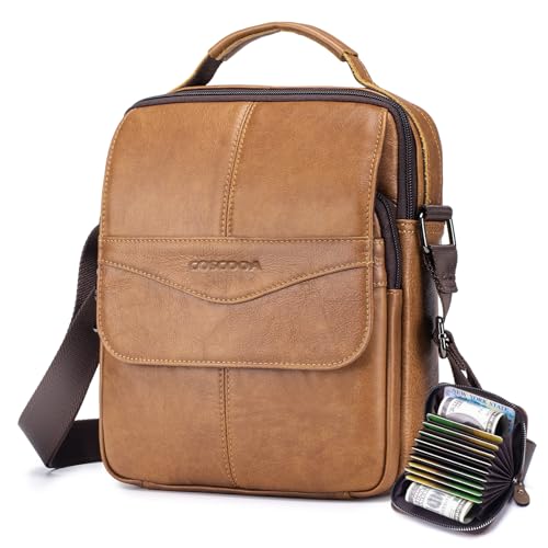 COSCOOA Leather Messenger Bag for Men with Wallet