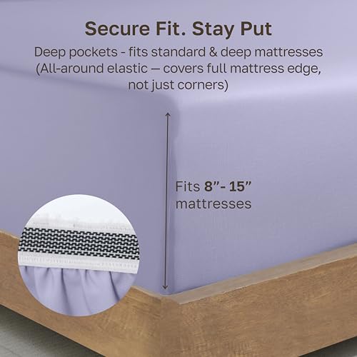 Image of California Design Den 100% Organic Cotton Cal King Fitted Sheet, Lavender