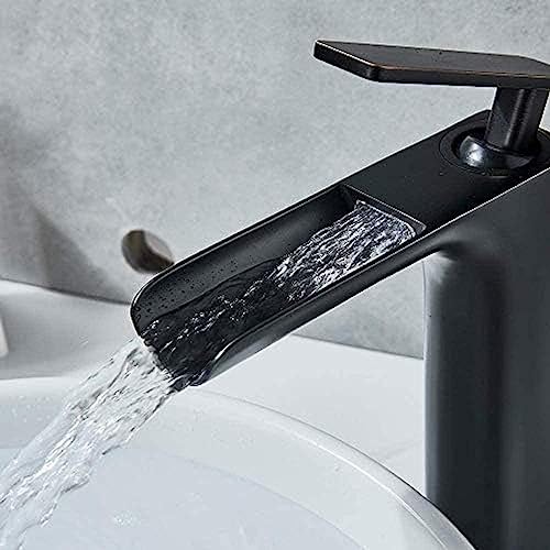 Mitigeur de lavabo cascade résistant aux taches d'eau bronze noir - 4