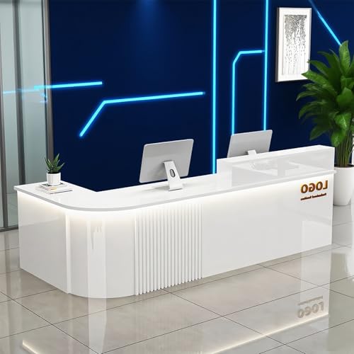 Reception Desk with Counterr, Lockable Drawers and Storage,Shopping Mall Office Cashier Receptionist Desk for Receptionists in Offices, Retail Stores, Lobbies, Shops